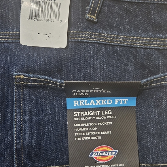 Dickies Men's Relaxed Fit Carpenter Jeans made with durable denim/size 36X34 - Picture 8 of 10
